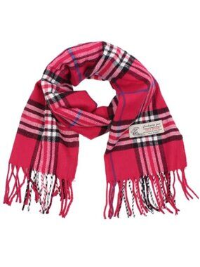 Pink Tartan Plaid Cashmere Feel Classic Soft Luxurious Winter Scarf